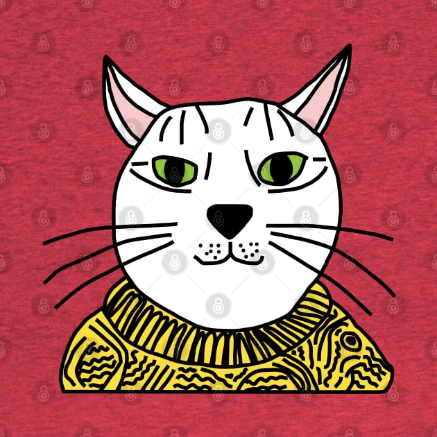 Portrait of Yellow Sweater Cat by ellenhenryart